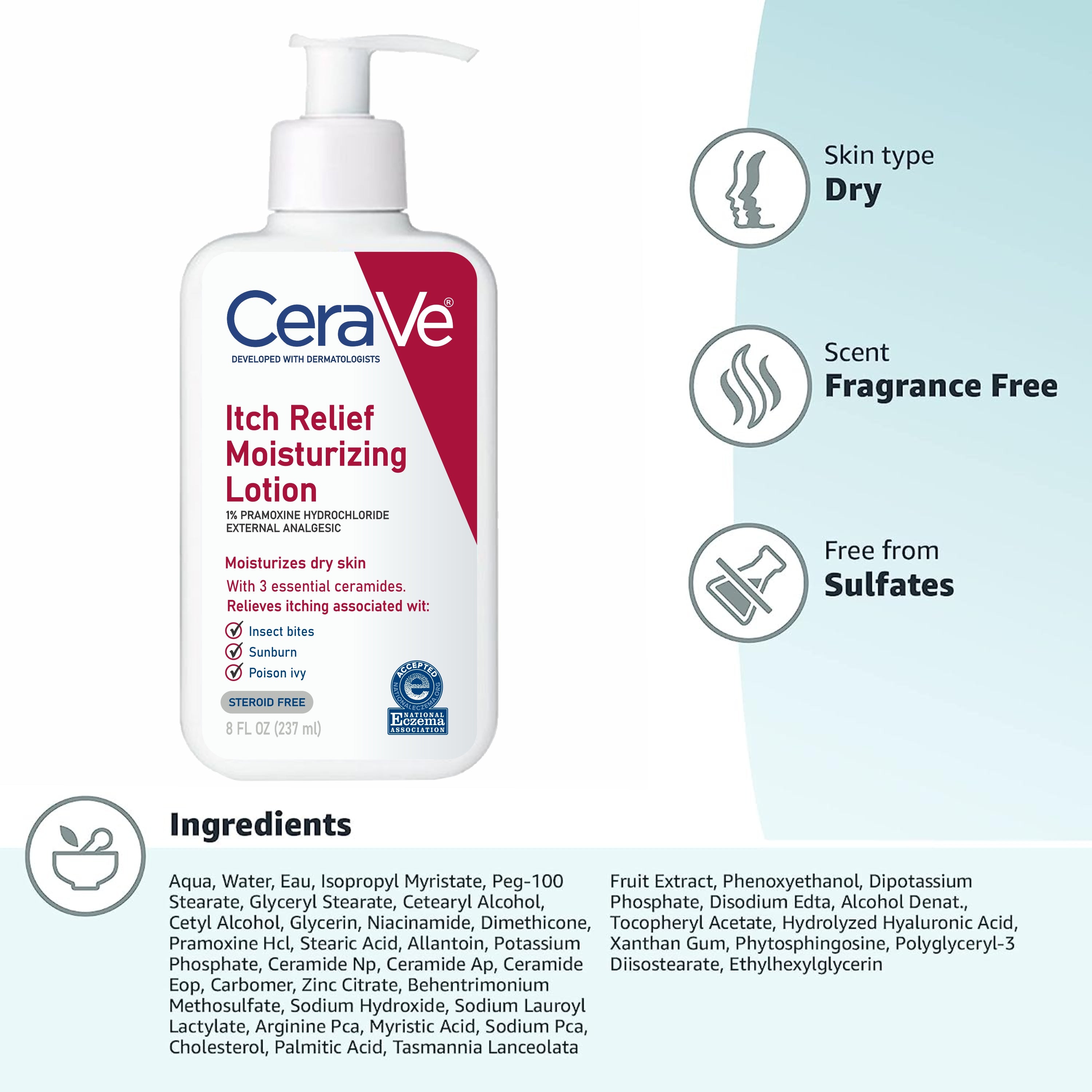 CeraVe Itch Relief Moisturizing Lotion 8 FL OZ/237 ml