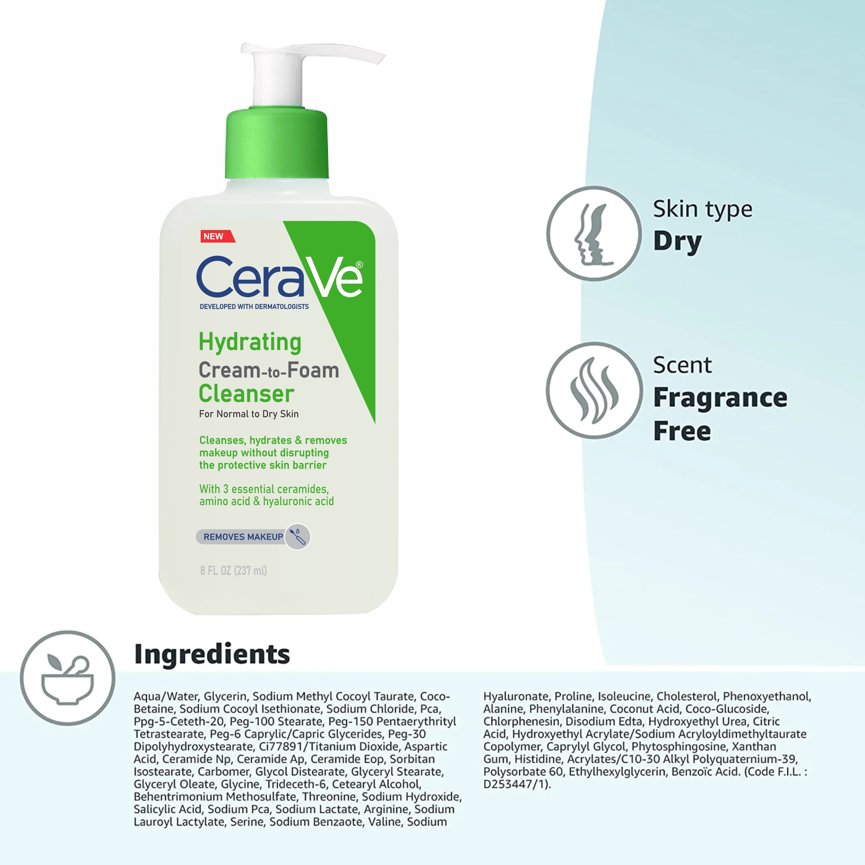 CeraVe Hydrating Cream to Foam Cleanser 8 FL OZ/237 ml