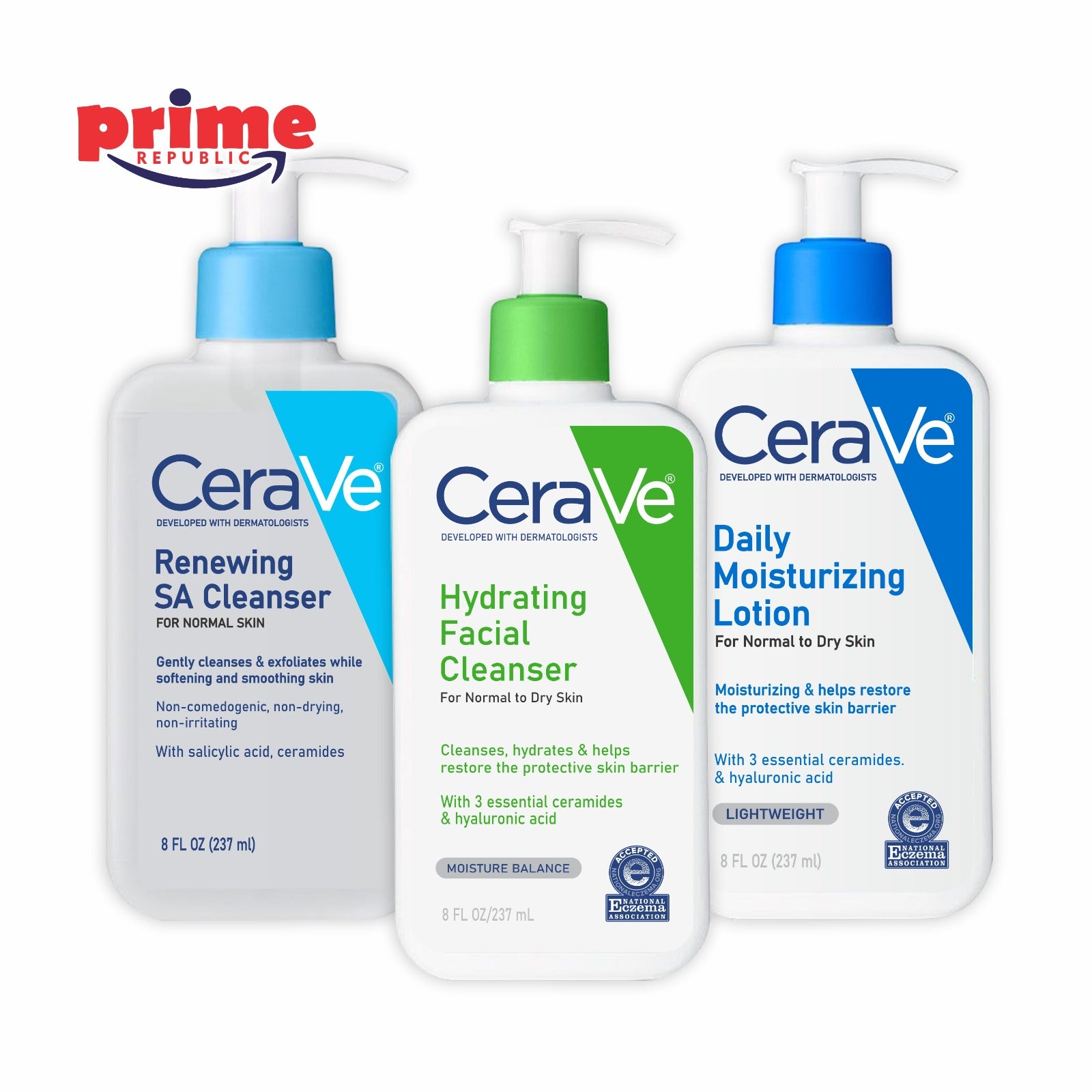 CERAVE BUNDLE OF 3 HYDRATING CLEANSER+MOISTURIZING LOTION+RENEWING CLEANSER